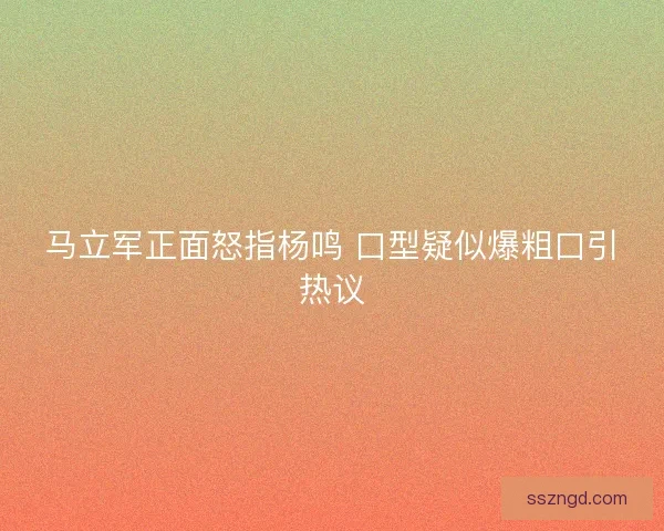 马立军正面怒指杨鸣 口型疑似爆粗口引热议